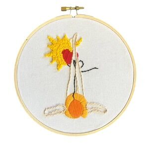 Women on the‎ Beach Sun - Finished Completed Embroidery Hoop Art, Ready to Hang